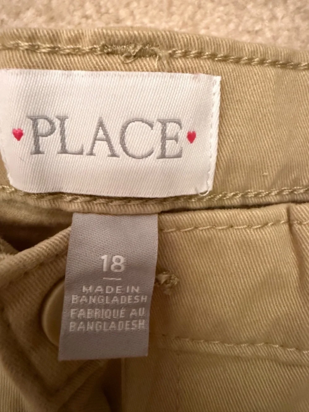 NWT The Children's Place Khaki Stretch Uniform Chino Pants Girls 18